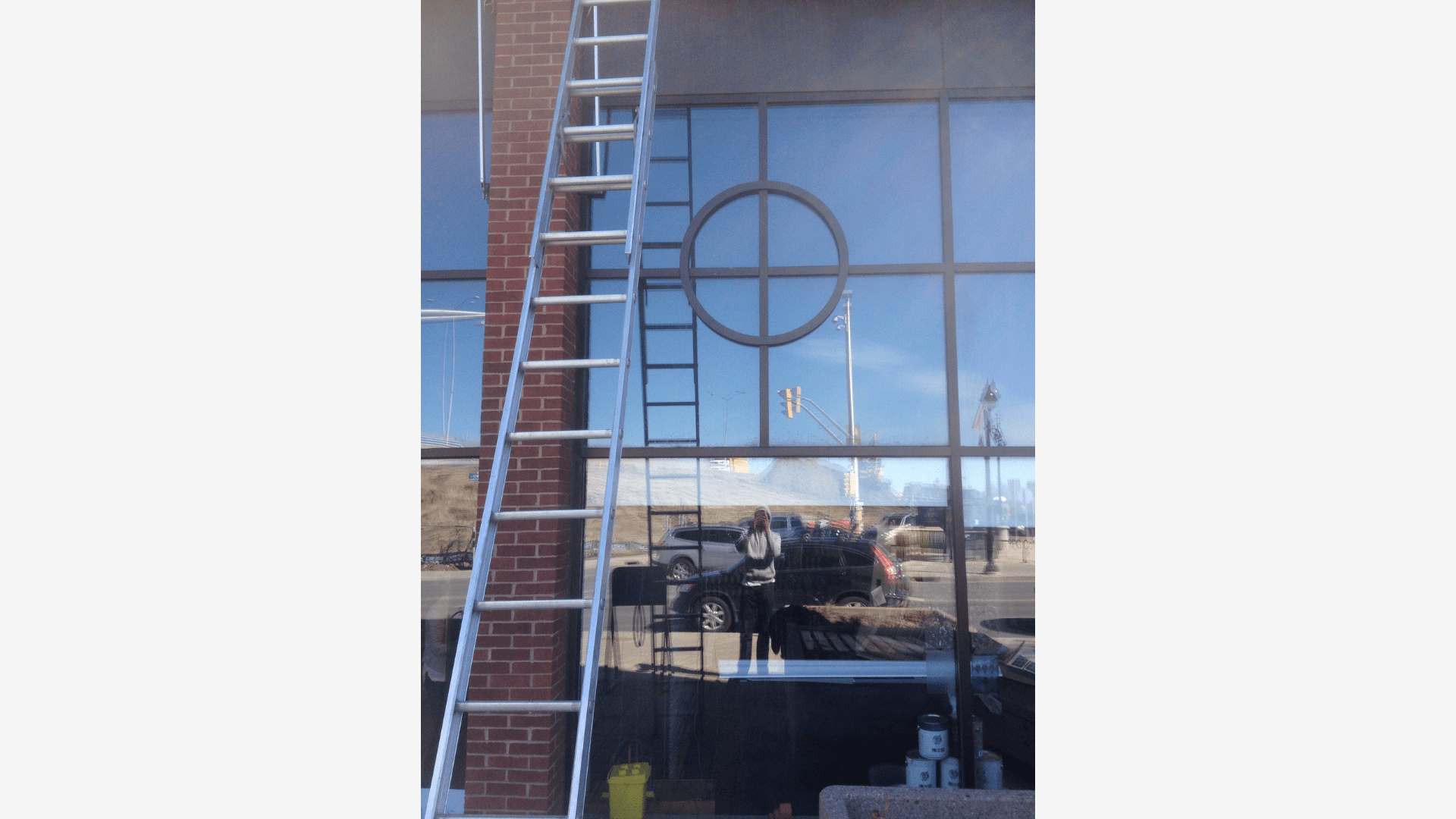 window cleaning large window after being cleaned
